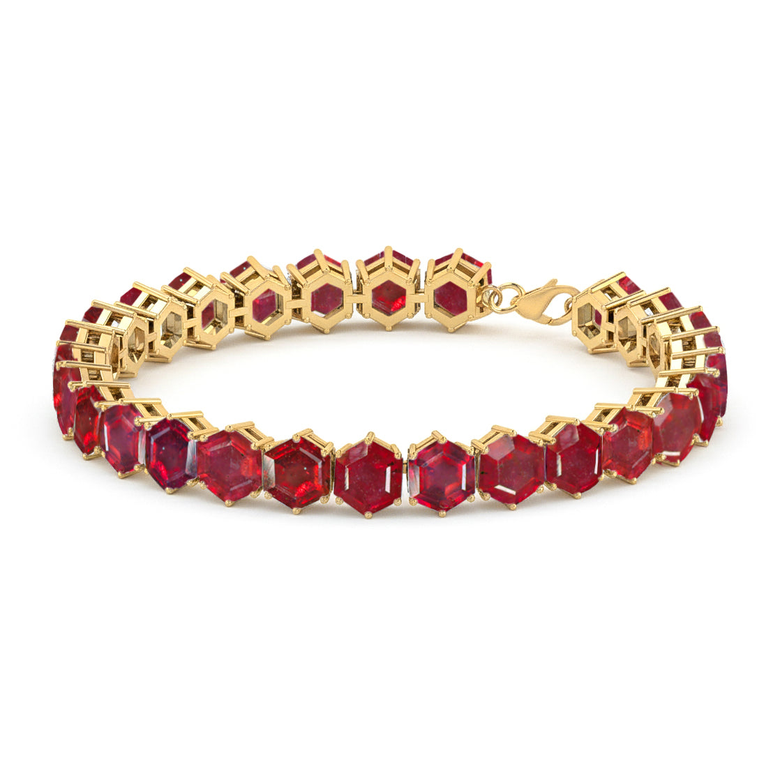 Ruby Octagon Tennis Bracelet in 925 Sterling Silver 5 MM 23.40 ct