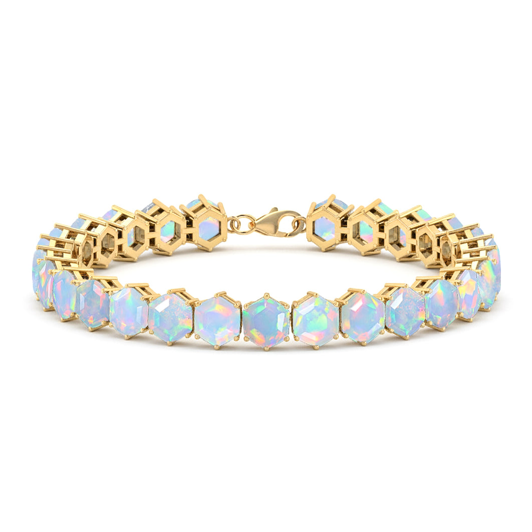 White Opal Octagon Tennis Bracelet in 925 Sterling Silver 5 MM 23.40 ct