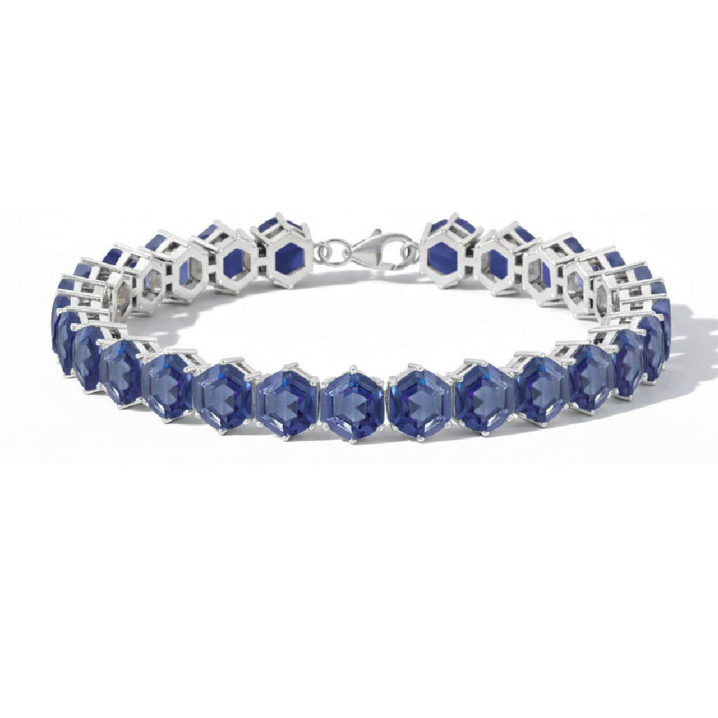 Alexandrite Octagon Tennis Bracelet in 925 Sterling Silver 5 MM 23.40 ct