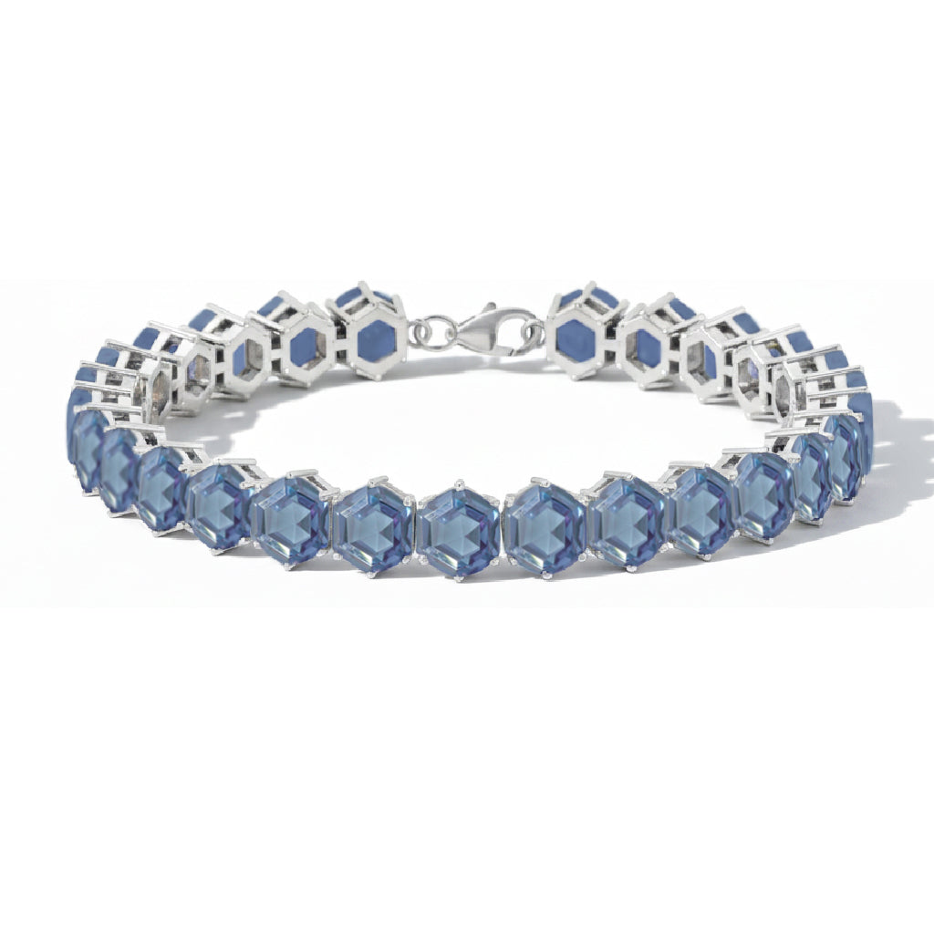 Alexandrite Octagon Tennis Bracelet in 925 Sterling Silver 5 MM 23.40 ct