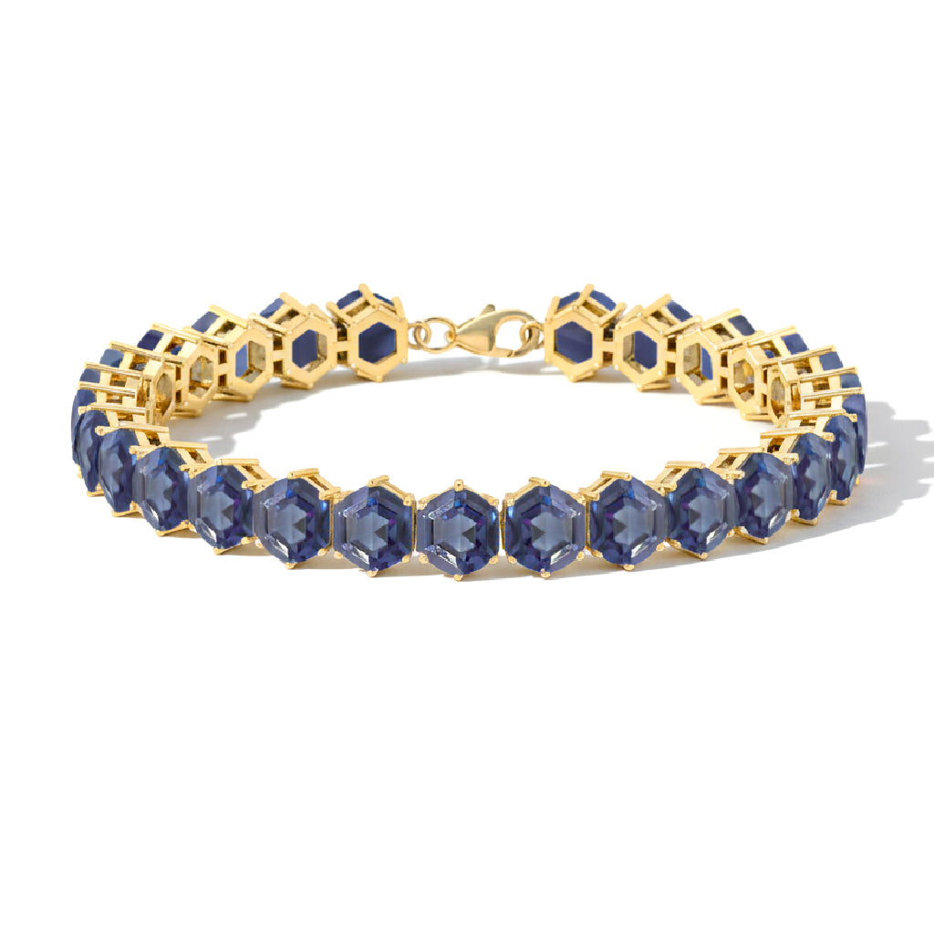 Alexandrite Octagon Tennis Bracelet in 925 Sterling Silver 5 MM 23.40 ct