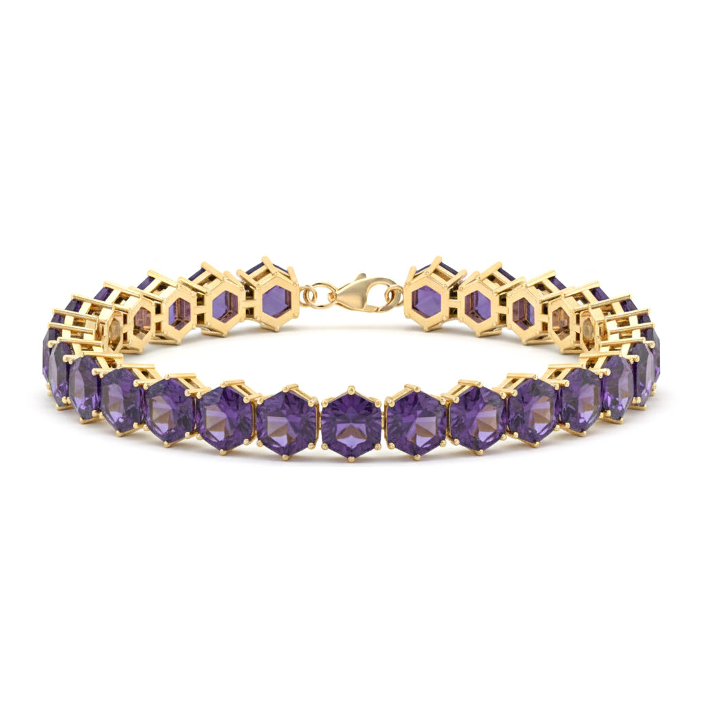 Amethyst Octagon Tennis Bracelet in 925 Sterling Silver 5 MM 23.40 ct