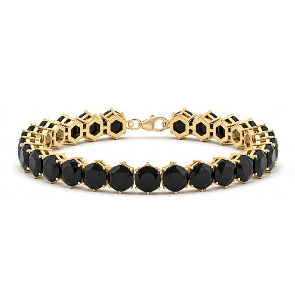 Black Onyx Bracelet Womens Octagon Style 