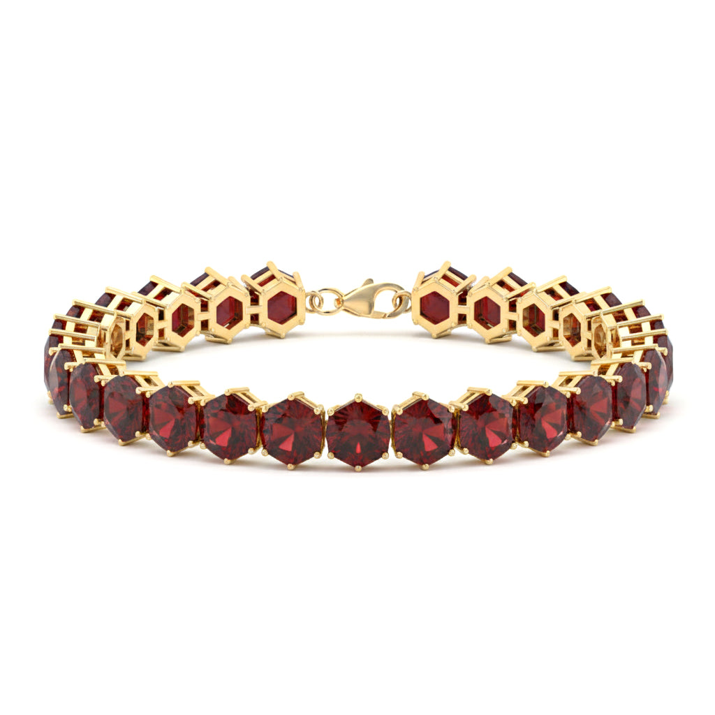 Genuine garnet bracelet octagon tennis design silver