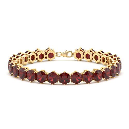 Garnet  Octagon Tennis Bracelet in 925 Sterling Silver5 MM 23.40-ct.