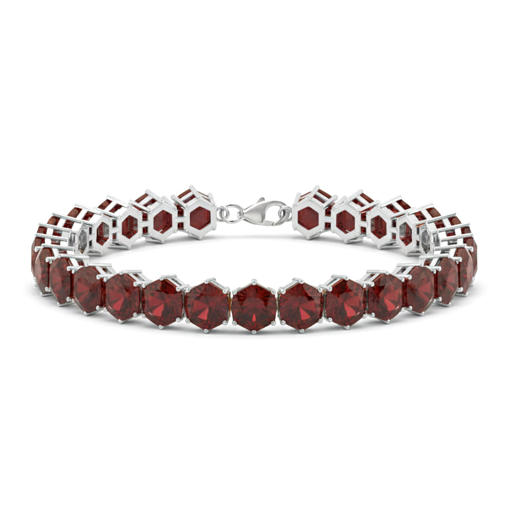Garnet  Octagon Tennis Bracelet in 925 Sterling Silver5 MM 23.40-ct.