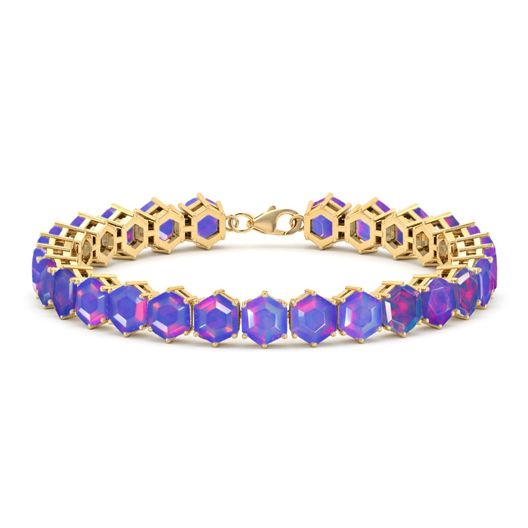 Lavender Opal Octagon Tennis Bracelet in 925 Sterling Silver 5 MM 23.40 ct