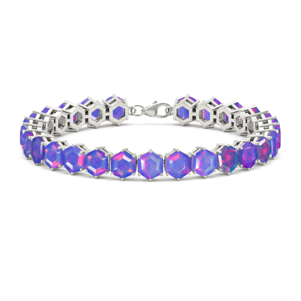 Lavender Opal Octagon Tennis Bracelet in 925 Sterling Silver 5 MM 23.40 ct
