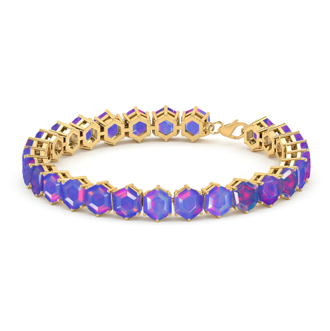 Lavender Opal Octagon Tennis Bracelet in 925 Sterling Silver 5 MM 23.40 ct