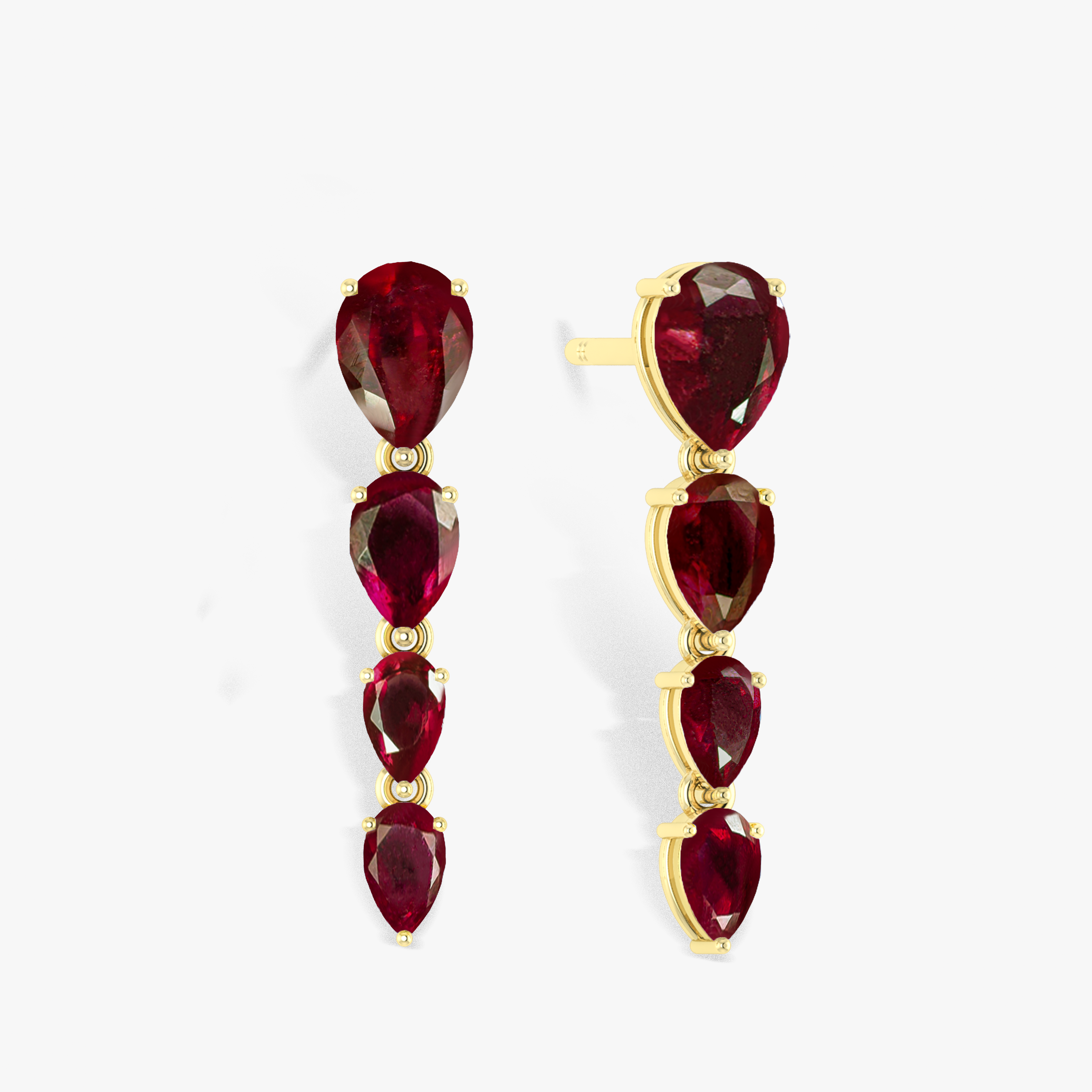 Red Ruby Gold Earring