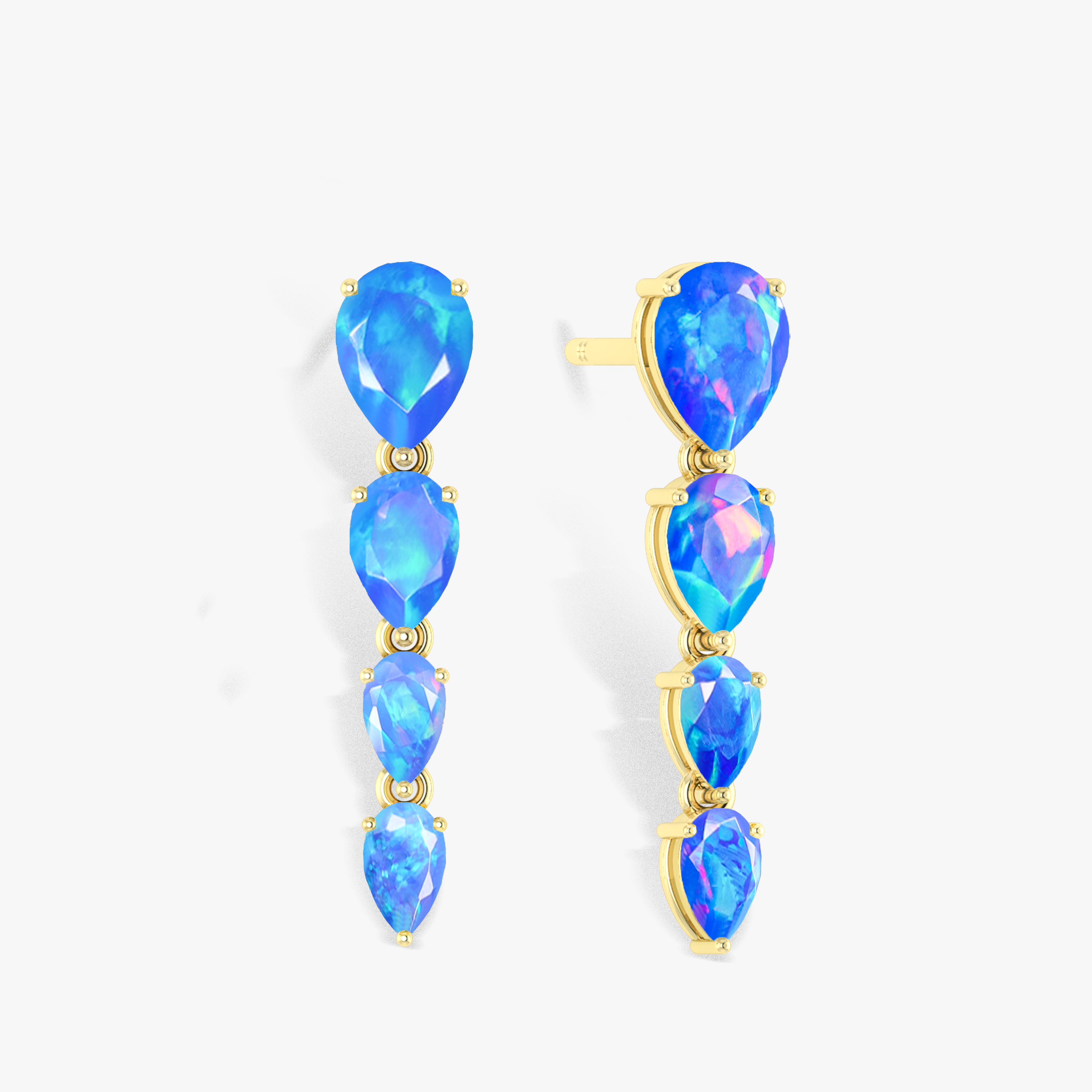 Blue Multifire Opal Pear Drop Earrings