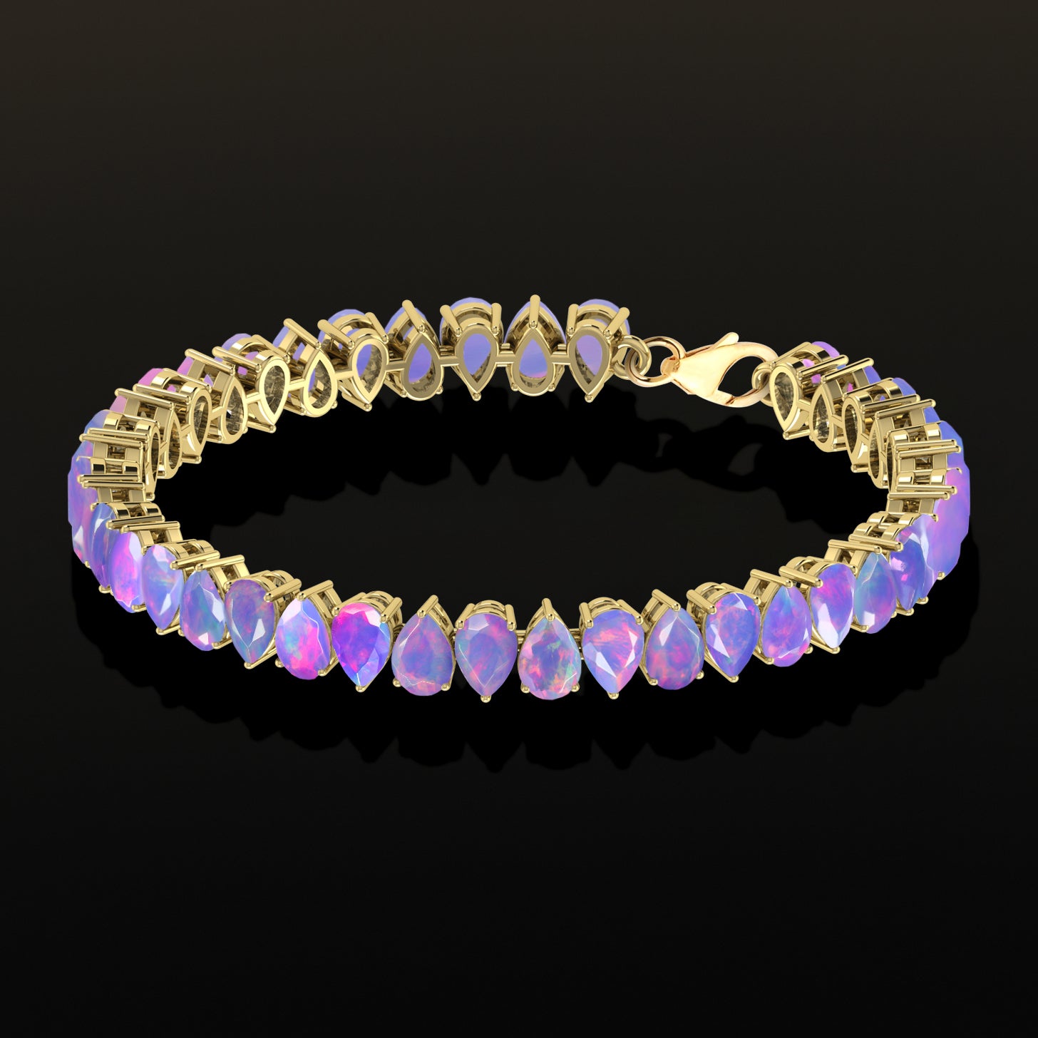 Lavender Opal Pear Tennis Bracelet in 925 Sterling Silver 22 CT