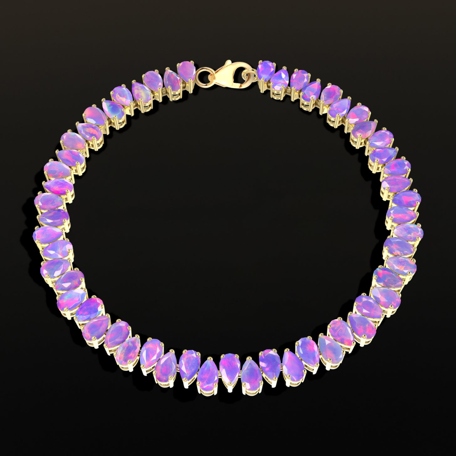 Lavender Opal Pear Tennis Bracelet in 925 Sterling Silver 22 CT
