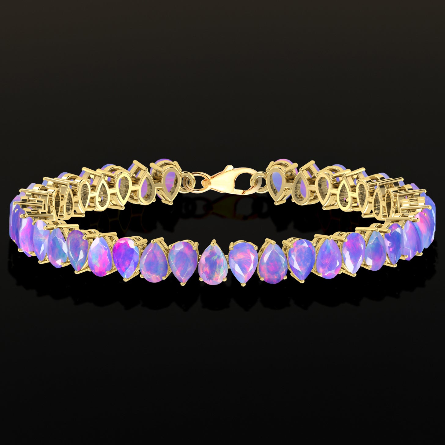 Lavender Opal Pear Tennis Bracelet in 925 Sterling Silver 22 CT