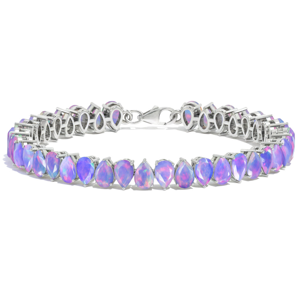 Lavender Opal Pear Tennis Bracelet in 925 Sterling Silver 22 CT