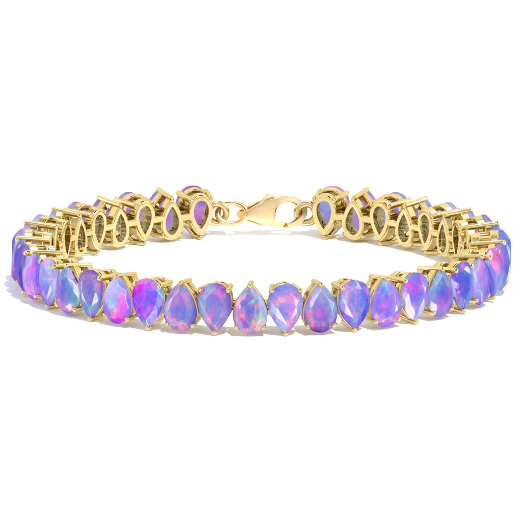 Lavender Opal Pear Tennis Bracelet in 925 Sterling Silver 22 CT