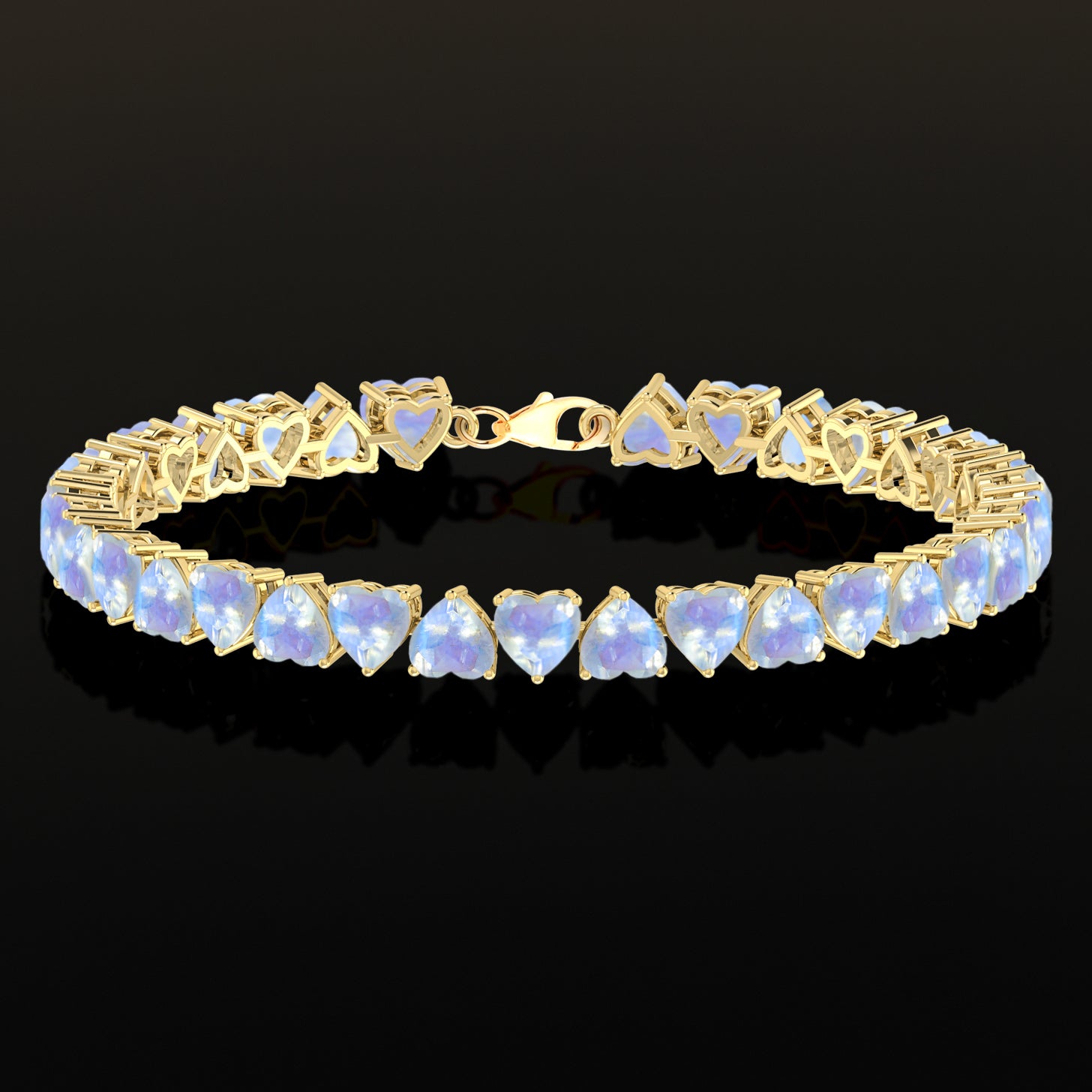 Moonstone Heart Tennis Bracelet in 925 Sterling Silver 20.80 CT