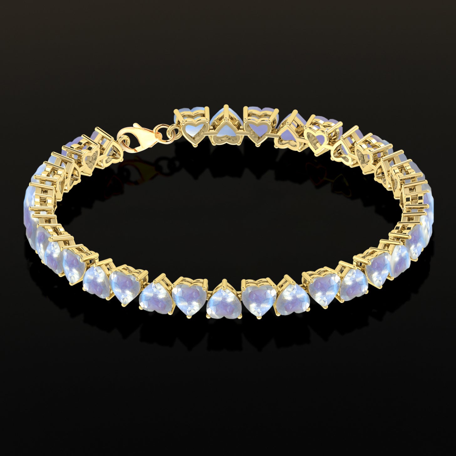 Moonstone Heart Tennis Bracelet in 925 Sterling Silver 20.80 CT
