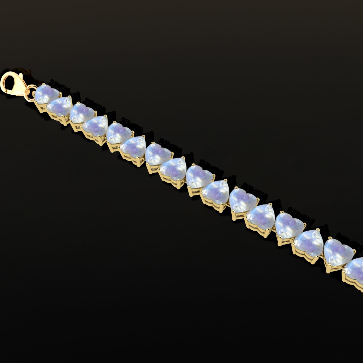 Moonstone Heart Tennis Bracelet in 925 Sterling Silver 20.80 CT