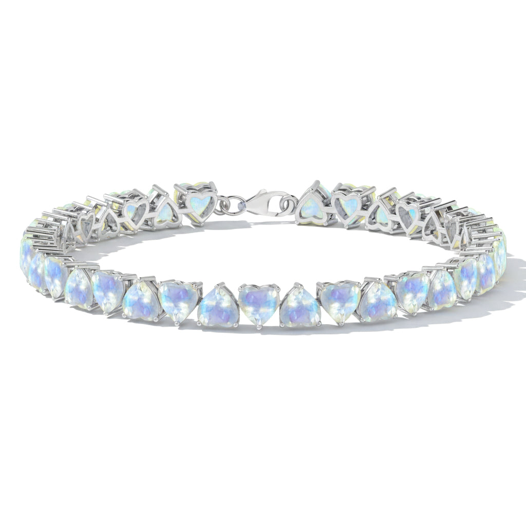 Moonstone Heart Tennis Bracelet in 925 Sterling Silver 20.80 CT
