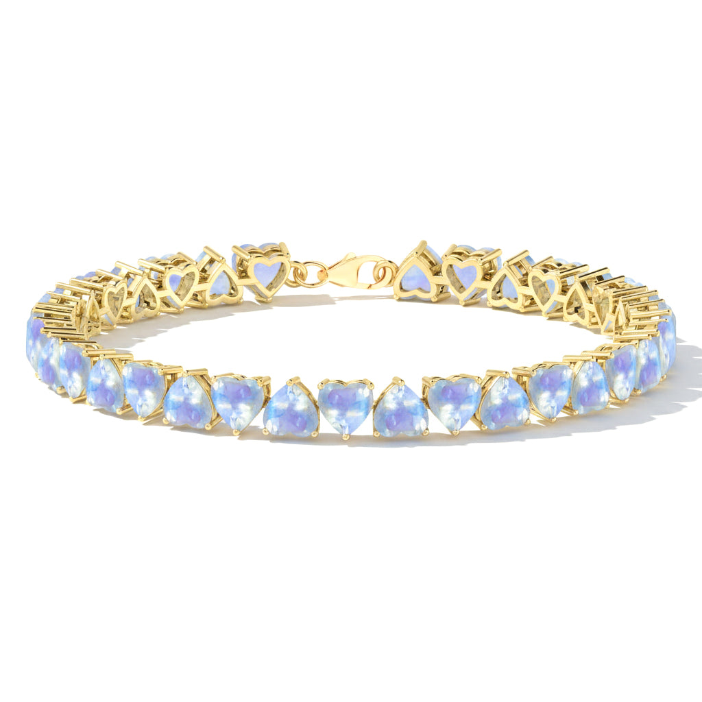 Moonstone Heart Tennis Bracelet in 925 Sterling Silver 20.80 CT
