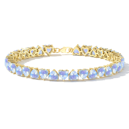 Moonstone Heart Tennis Bracelet in 925 Sterling Silver 20.80 CT