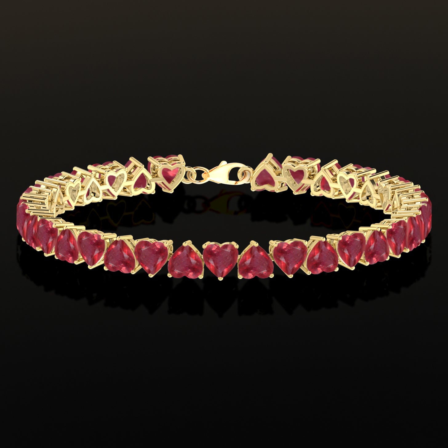 Ruby Heart Tennis Bracelet in 925 Sterling Silver 20.80 CT