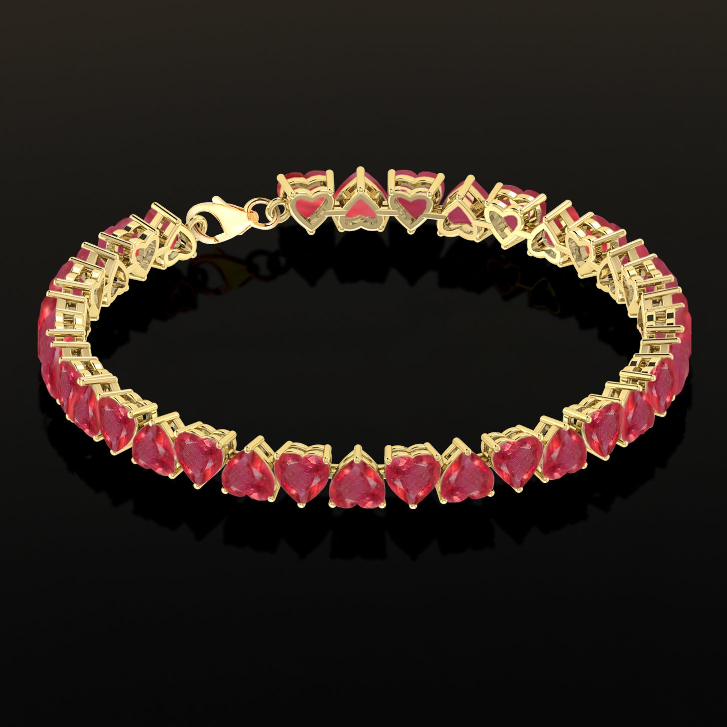 Ruby Heart Tennis Bracelet in 925 Sterling Silver 20.80 CT