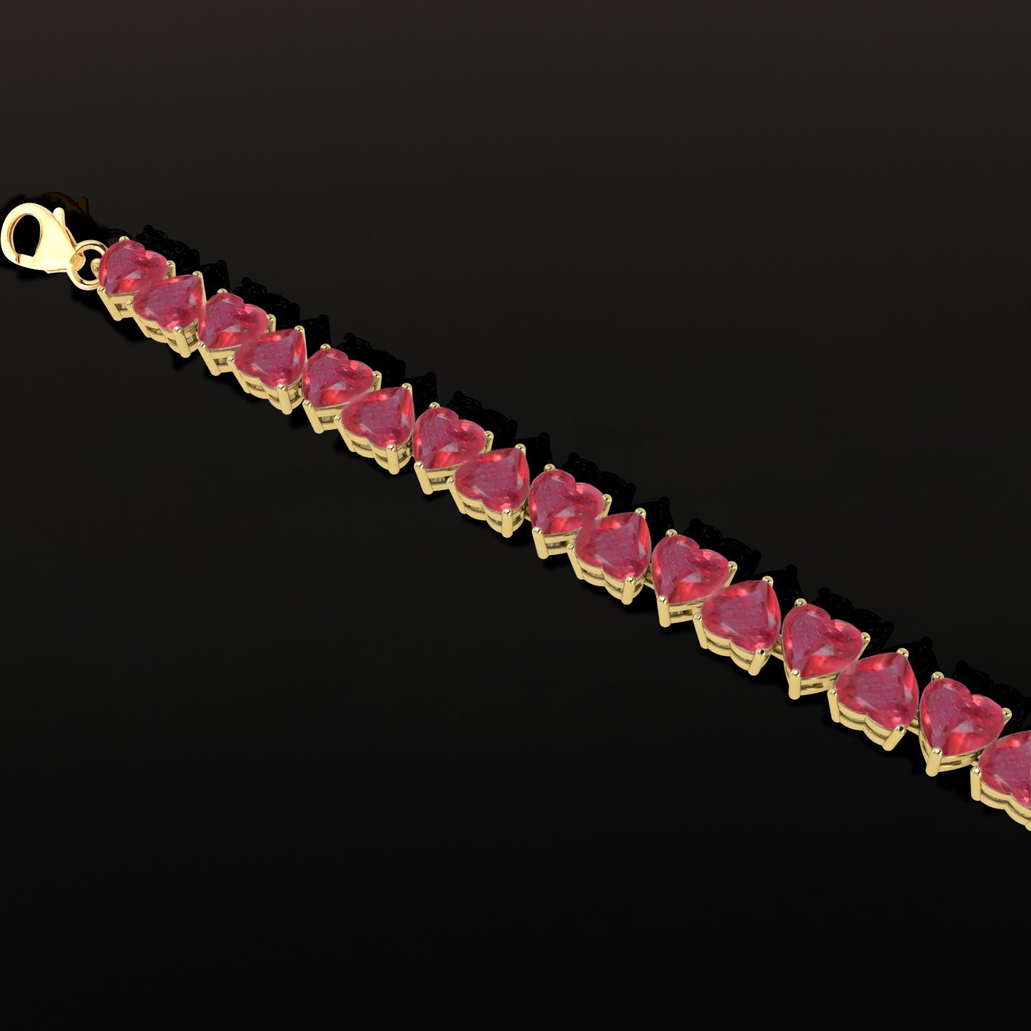 Ruby Heart Tennis Bracelet in 925 Sterling Silver 20.80 CT