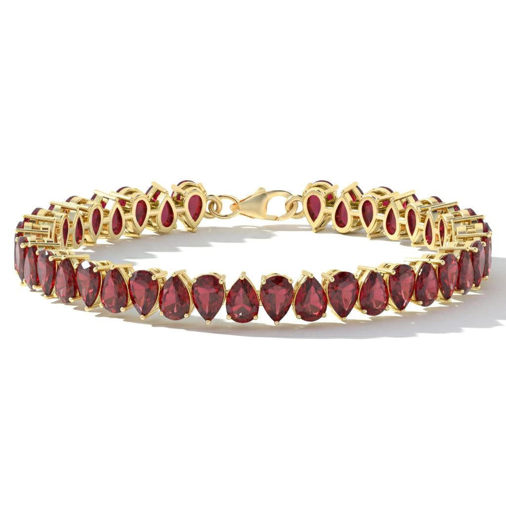 Garnet bracelets pear tennis sterling silver design