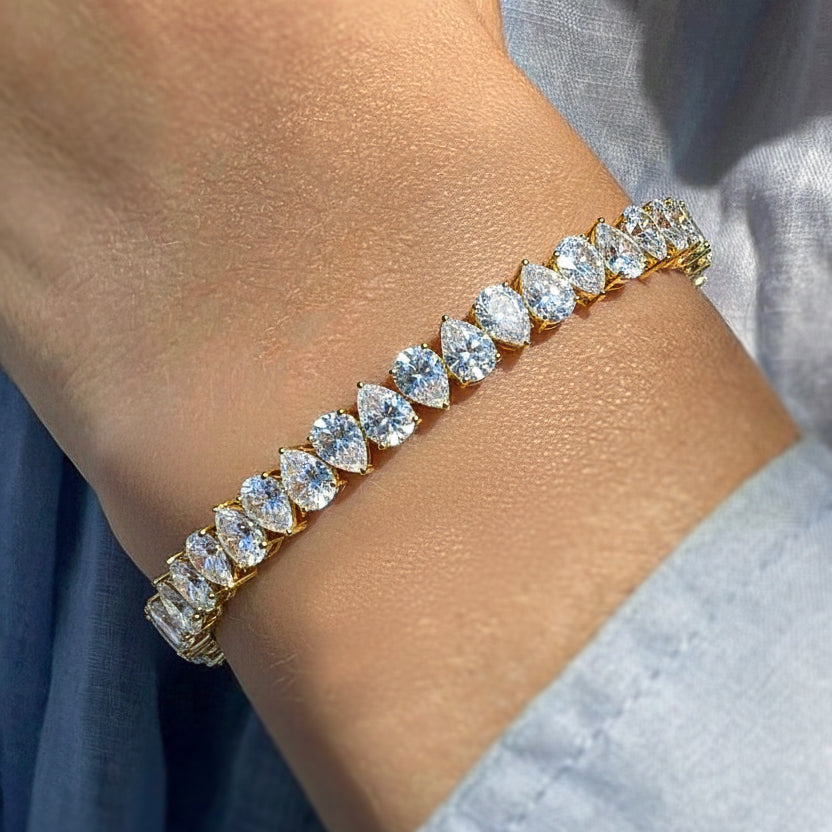 Mosissanite Pear Tennis Bracelet in 925 Sterling Silver 22 CT
