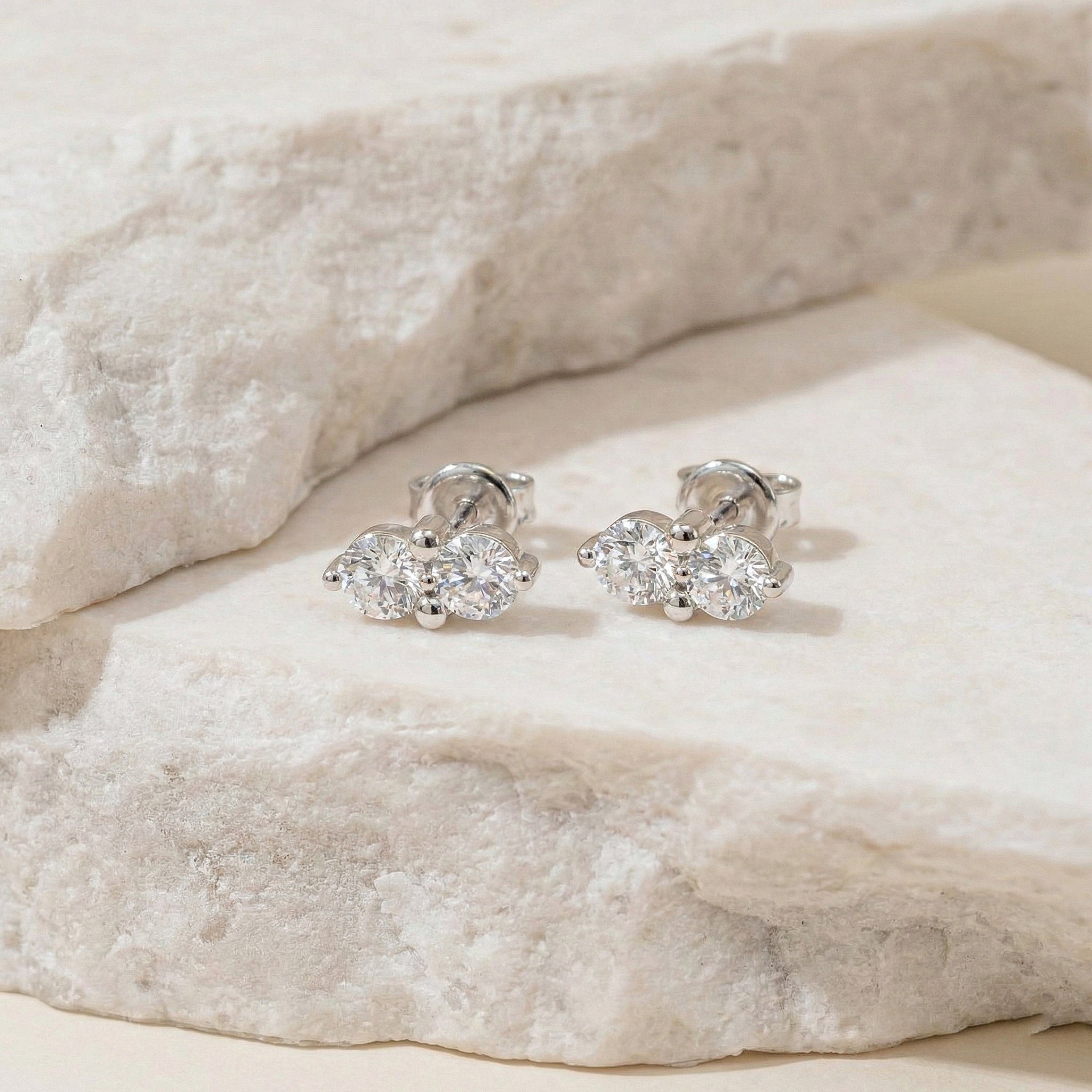 Simulated Diamond Round Stud Earrings in 925 Sterling Silver 3 MM 1.20ct