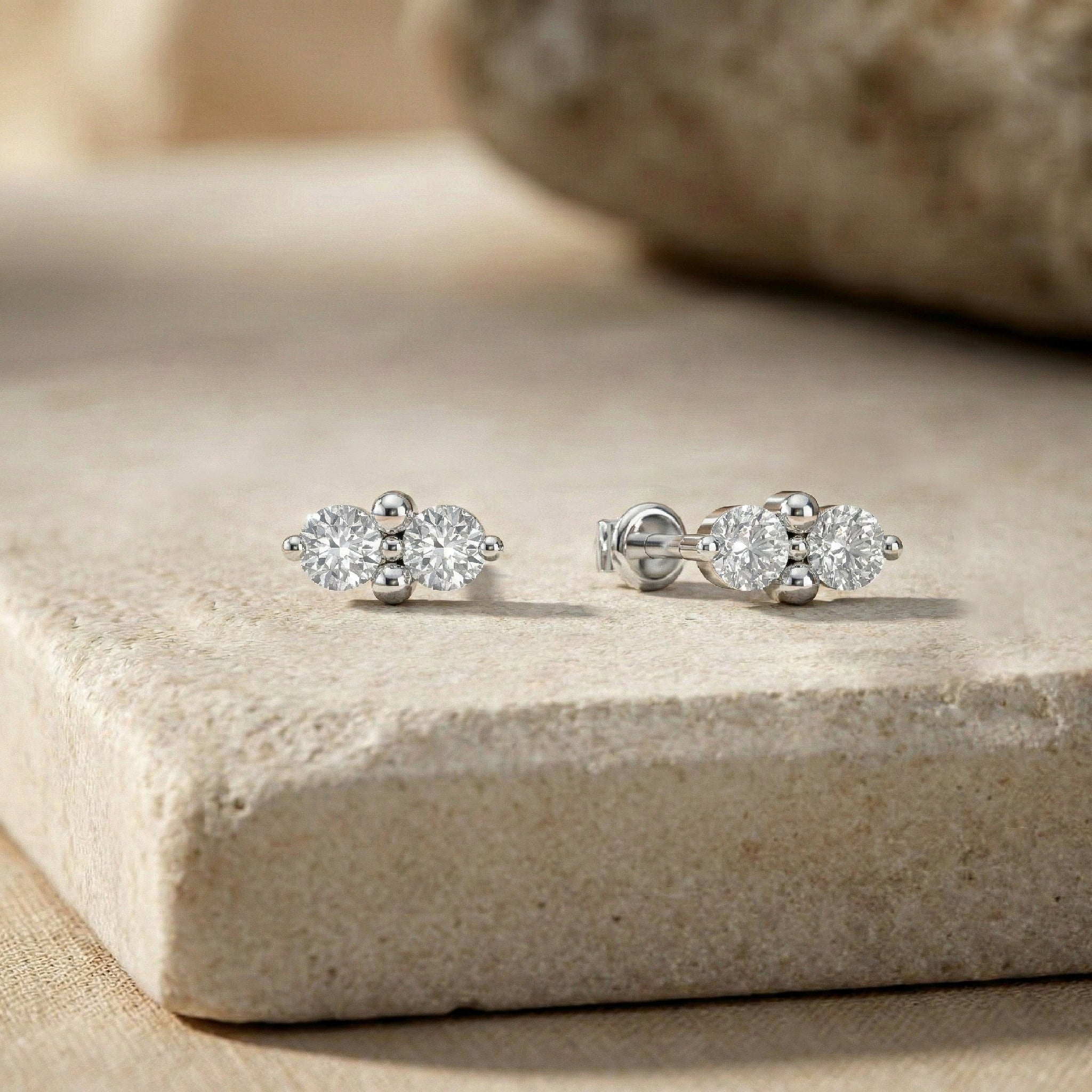 Simulated Diamond Round Stud Earrings in 925 Sterling Silver 3 MM 1.20ct
