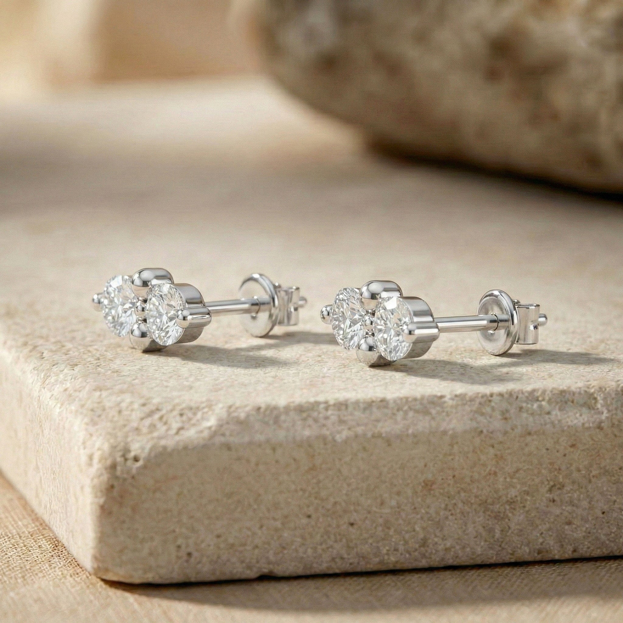 Simulated Diamond Round Stud Earrings in 925 Sterling Silver 3 MM 1.20ct