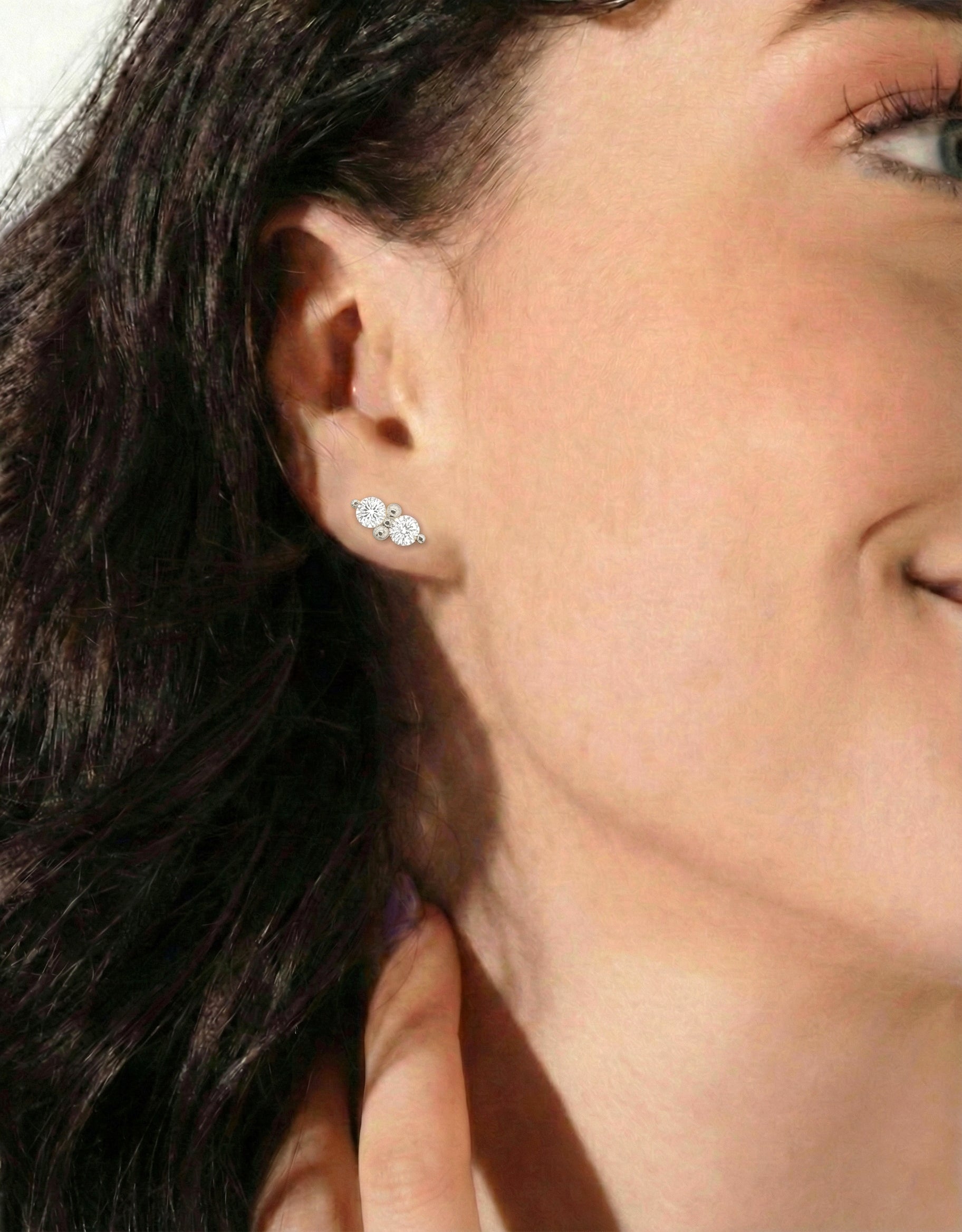 Simulated Diamond Round Stud Earrings in 925 Sterling Silver 3 MM 1.20ct