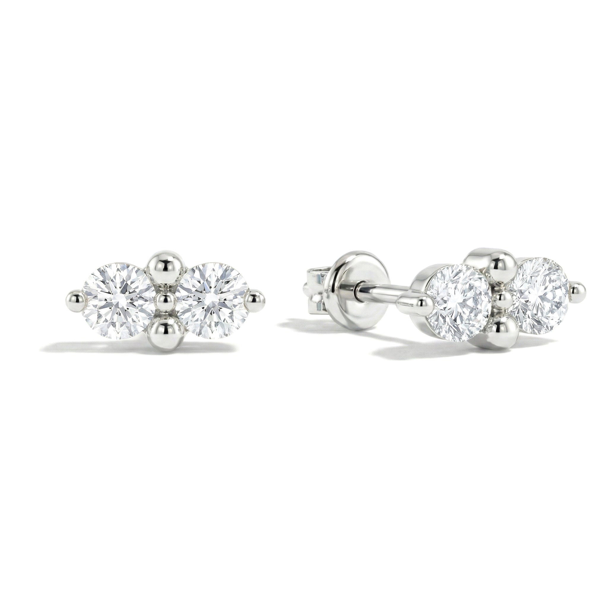 Simulated Diamond Round Stud Earrings in 925 Sterling Silver 3 MM 1.20ct