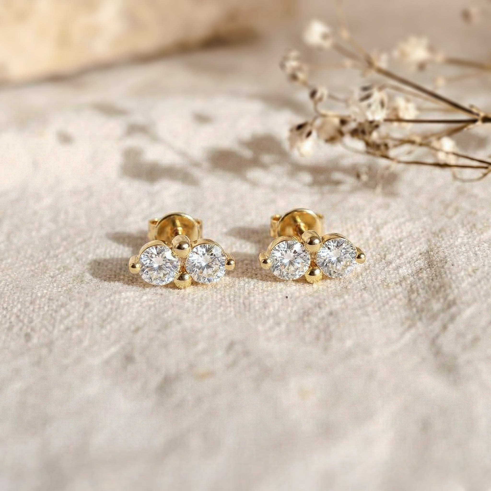 Simulated Diamond Round Stud Earrings in 925 Sterling Silver 3 MM 1.20ct