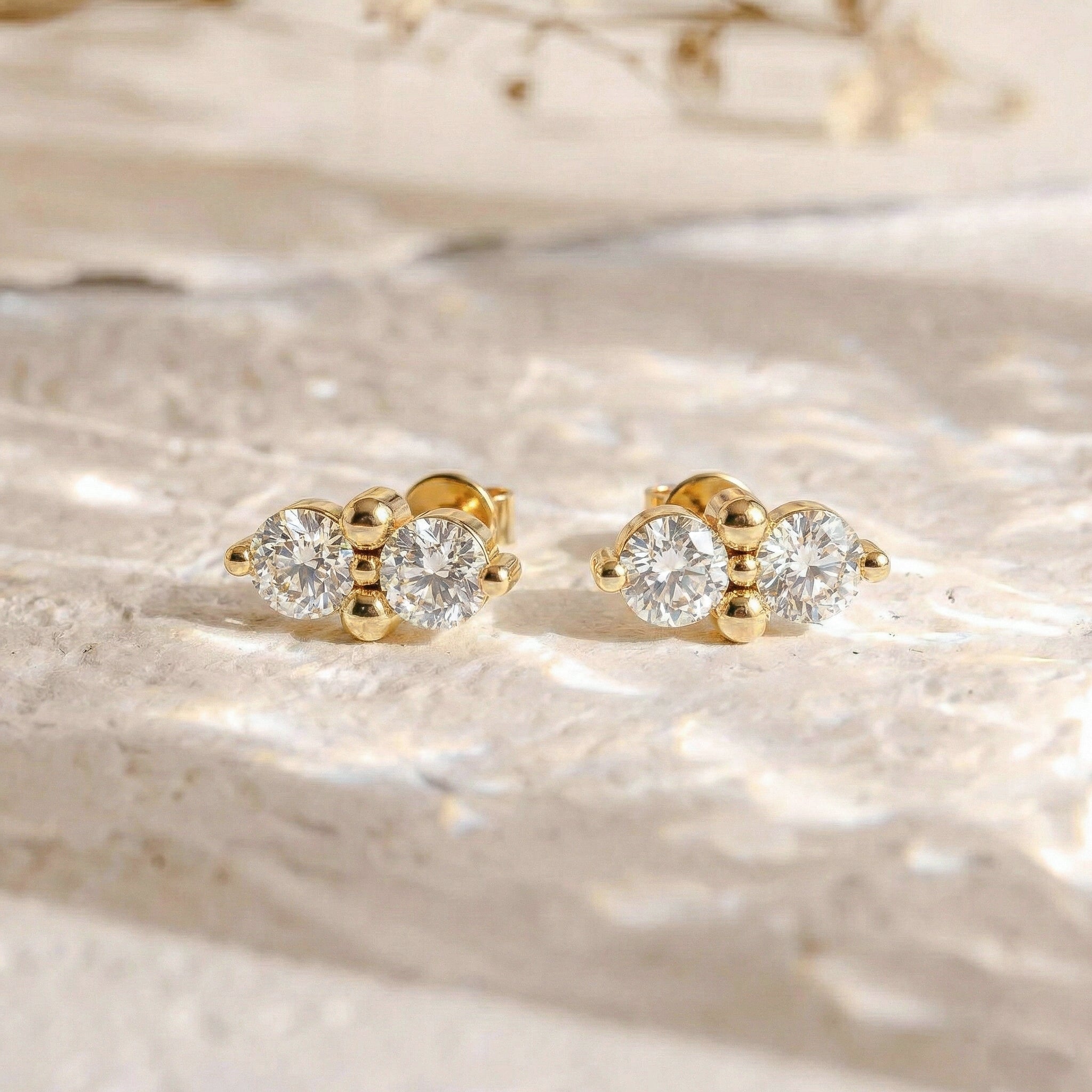 Simulated Diamond Round Stud Earrings in 925 Sterling Silver 3 MM 1.20ct