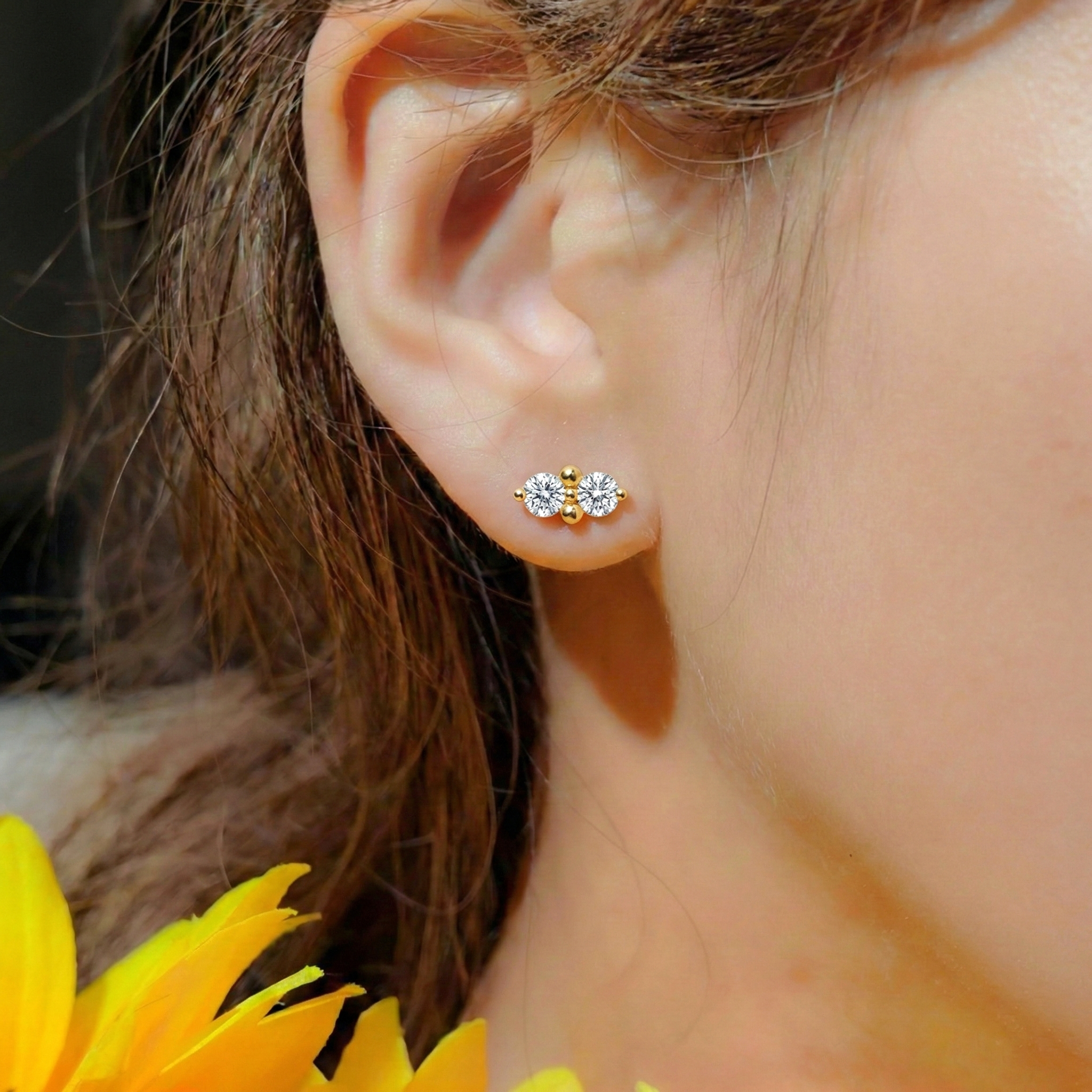 Simulated Diamond Round Stud Earrings in 925 Sterling Silver 3 MM 1.20ct