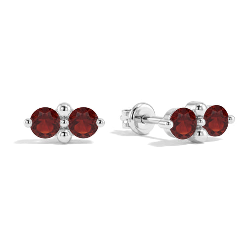 Garnet Round Stud Earrings in 925 Sterling Silver 3 MM 1.20ct