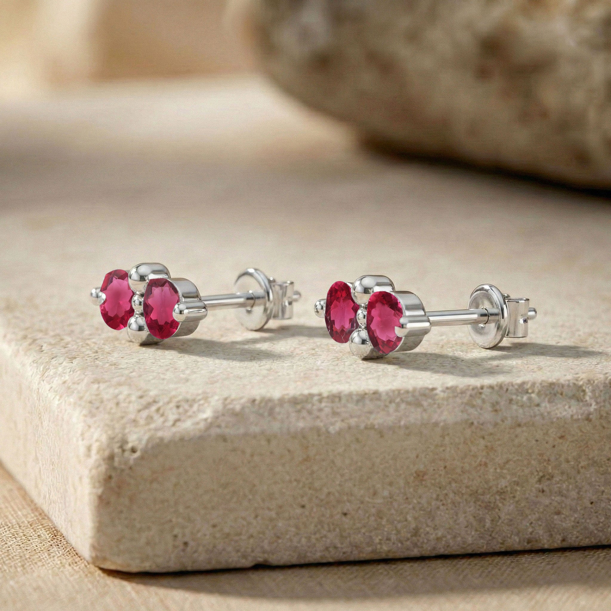 Pink Tourmaline Round Stud Earrings in 925 Sterling Silver 3 MM 1.20ct