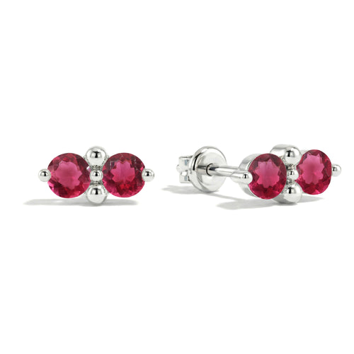 Pink Tourmaline Round Stud Earrings in 925 Sterling Silver 3 MM 1.20ct
