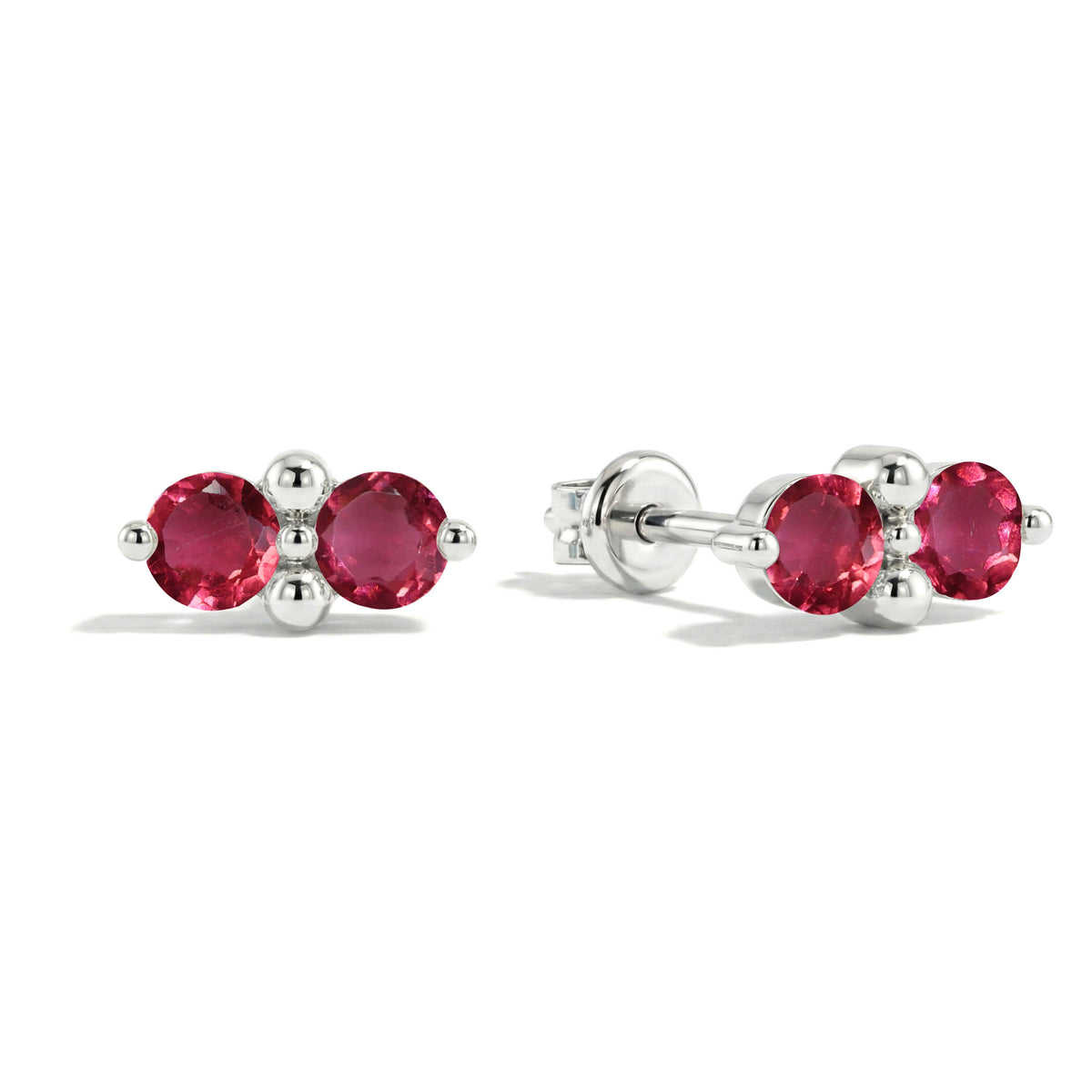 Pink Tourmaline Round Stud Earrings in 925 Sterling Silver 3 MM 1.20ct
