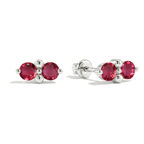 Pink Tourmaline Round Stud Earrings in 925 Sterling Silver 3 MM 1.20ct