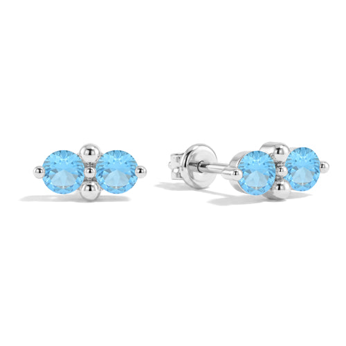 Blue Topaz Round Stud Earrings in 925 Sterling Silver 3 MM 1.20ct
