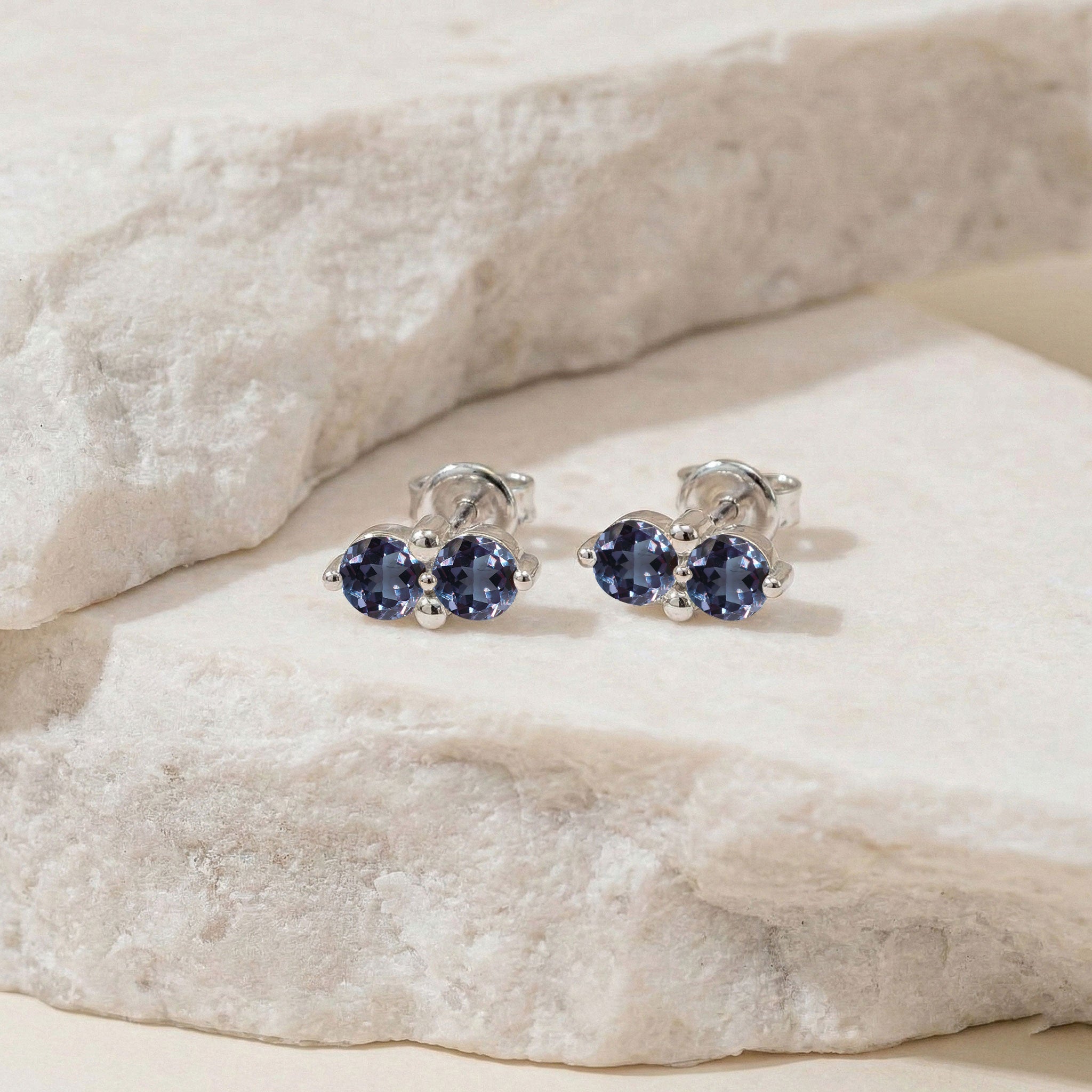 Natural alexandrite earrings 1.20ct 925 silver