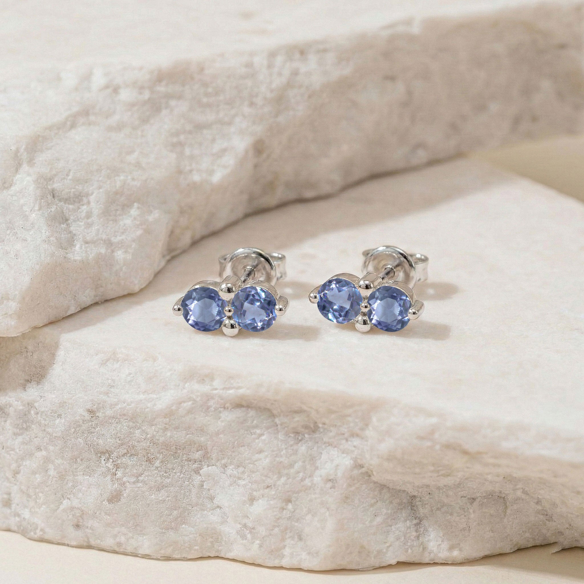 Alexandrite Round Stud Earrings in 925 Sterling Silver 3 MM 1.20ct