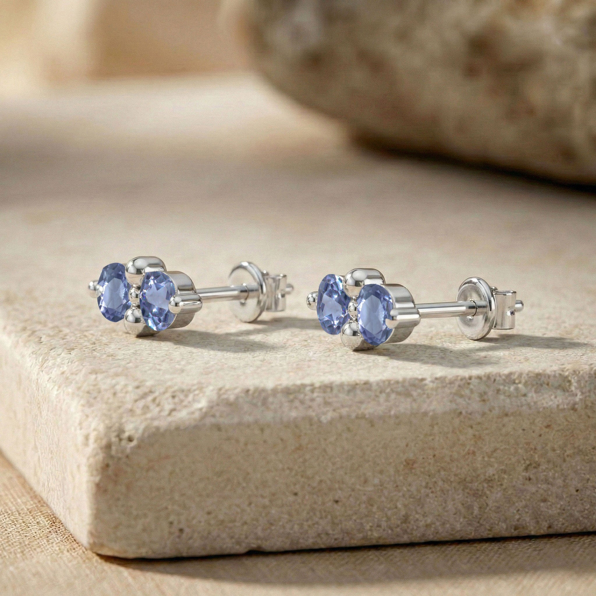 Alexandrite Round Stud Earrings in 925 Sterling Silver 3 MM 1.20ct