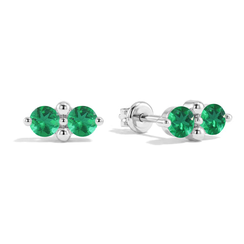 Emerald Round Stud Earrings in 925 Sterling Silver 3 MM 1.20ct