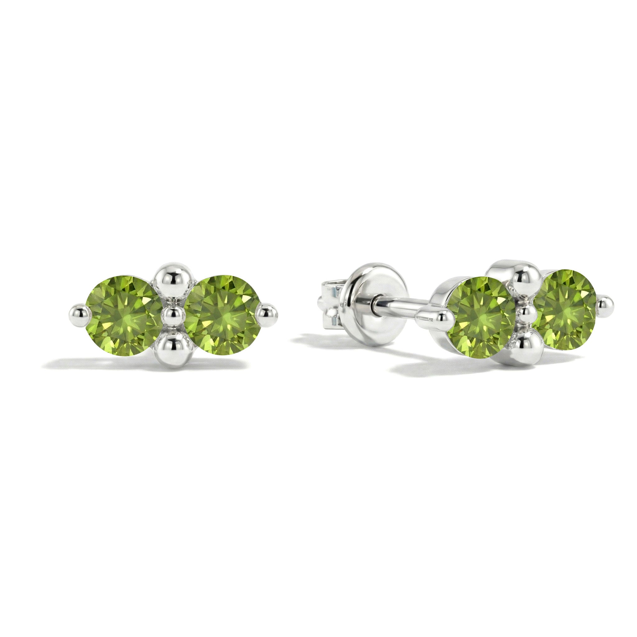Peridot Round Stud Earrings in 925 Sterling Silver 3 MM 1.20ct